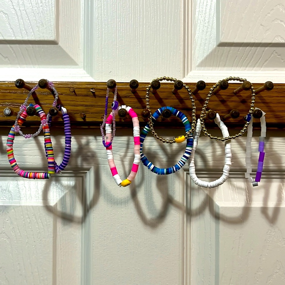 Girls Kids Beaded Bracelets Charm Set of 10